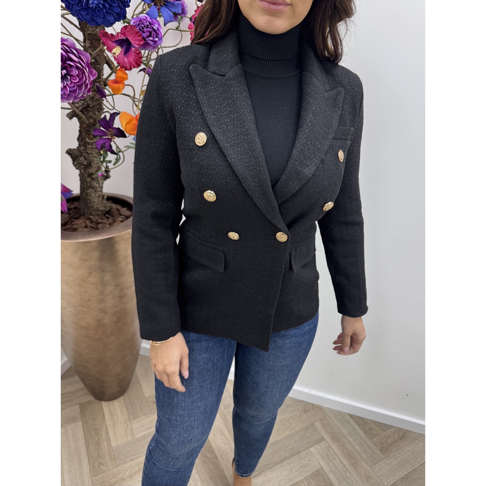 Tweed blazer Chiq Button 1194 Black