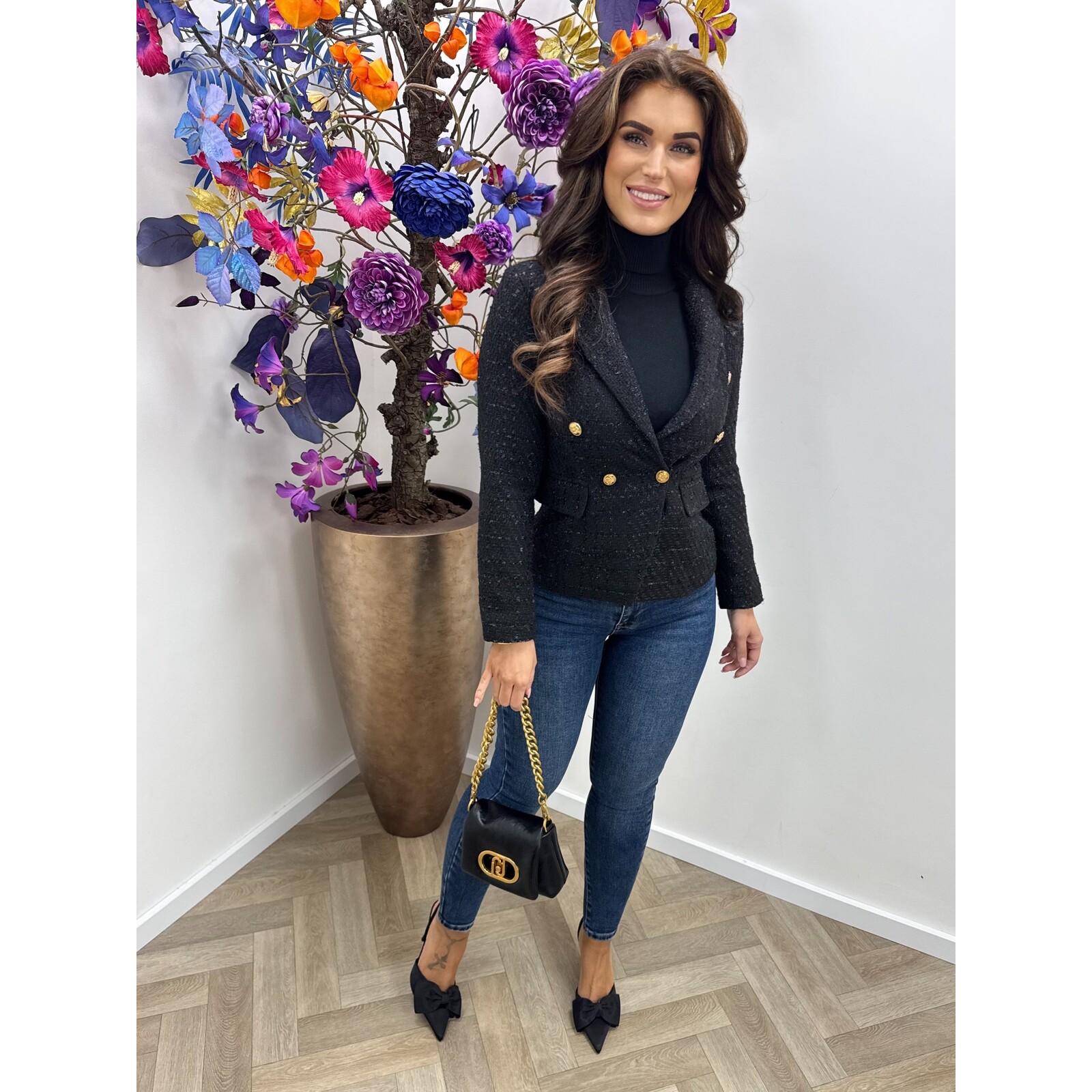 Tweed blazer lurex button 1131 Black