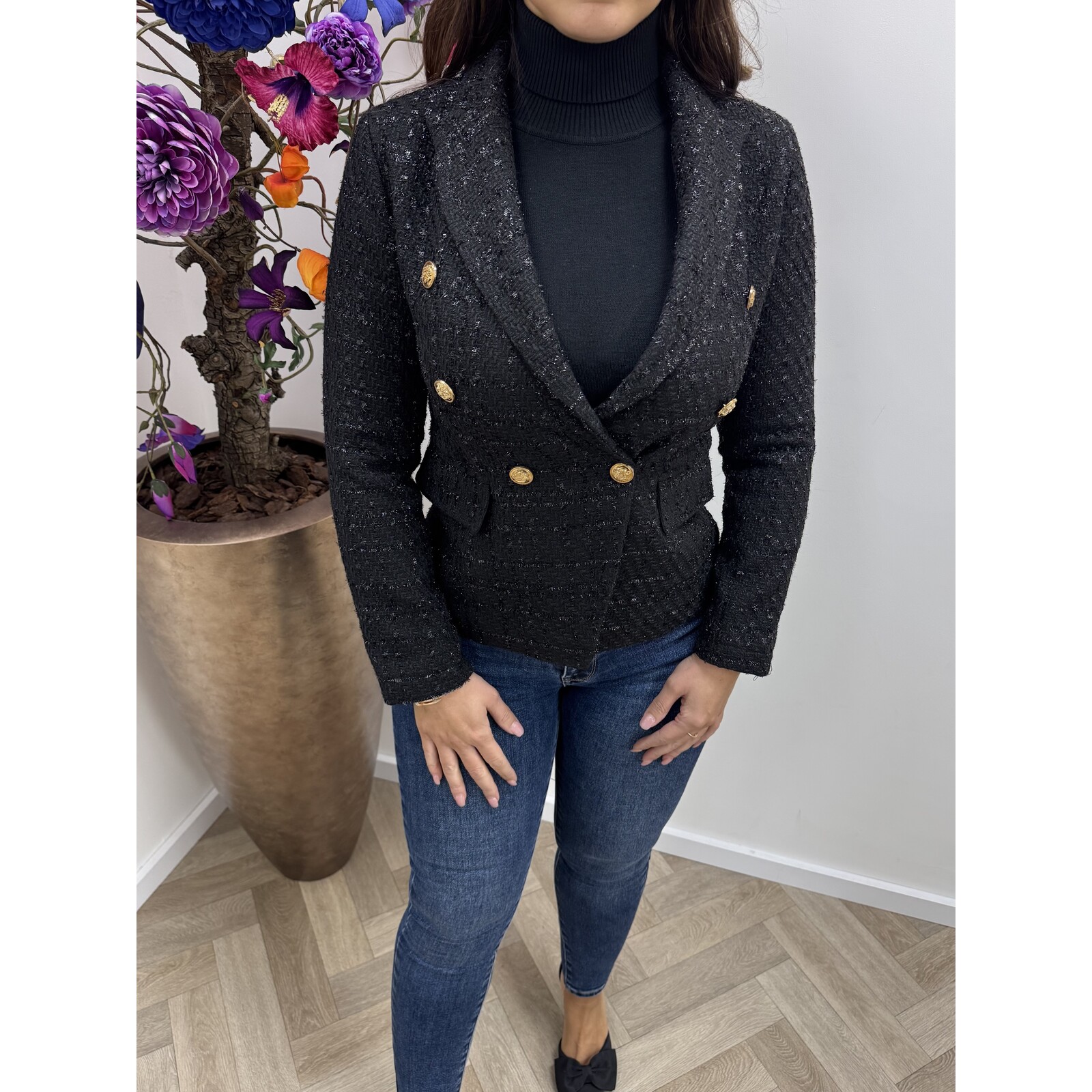 Tweed blazer lurex button 1131 Black