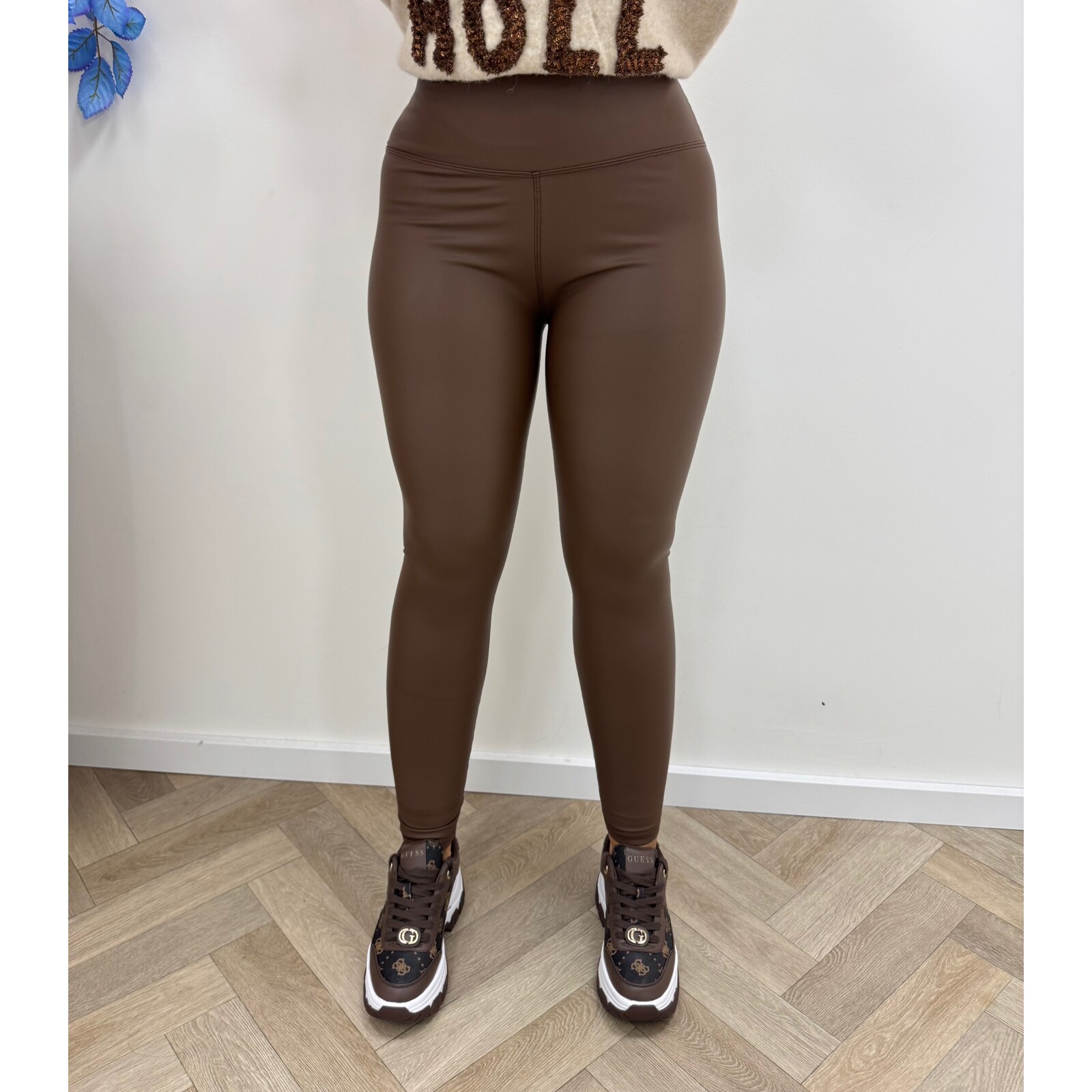 Basic Leder Look legging choco LM1060-71