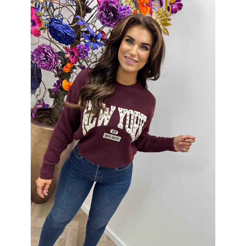 Sweater rock en rol studs M992 bordeaux