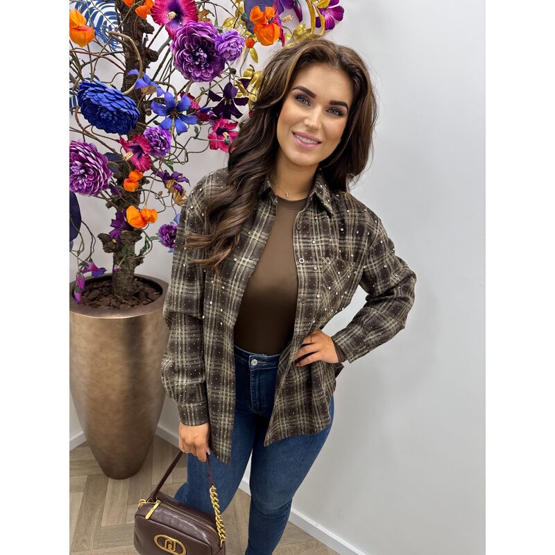Blouse ruit diamonds EN126 Choco