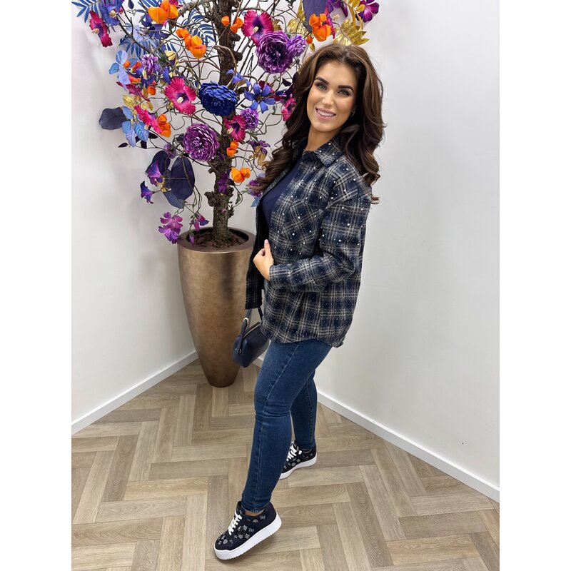 Blouse ruit diamonds EN126 Navy