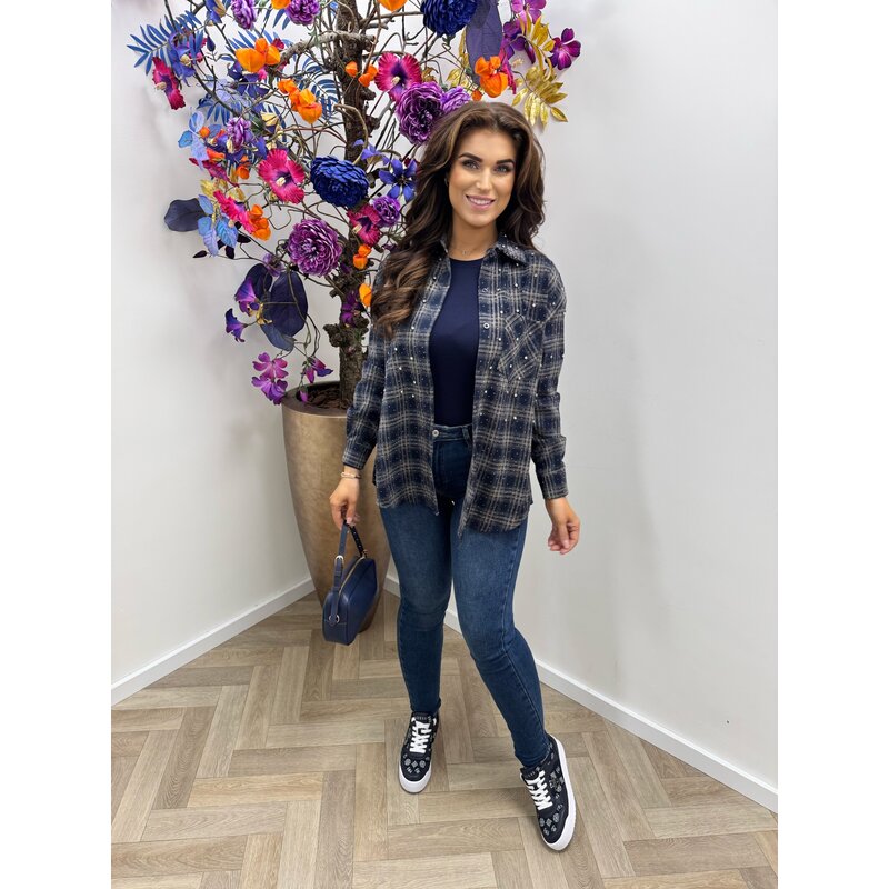 Blouse ruit diamonds EN126 Navy