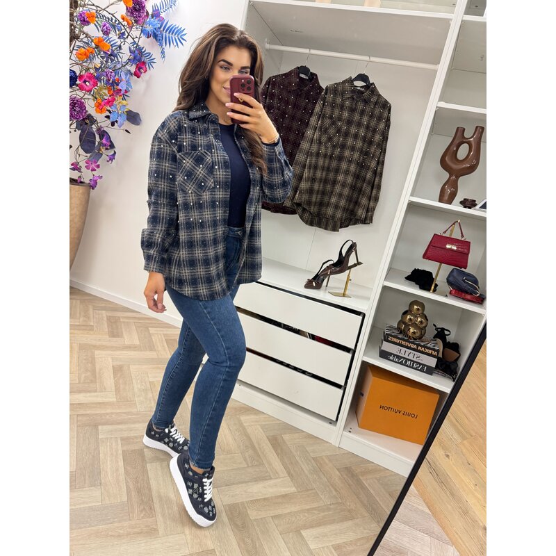 Blouse ruit diamonds EN126 Navy