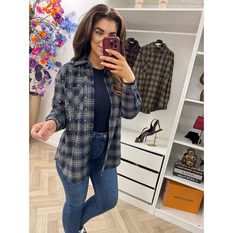 Blouse ruit diamonds EN126 Navy