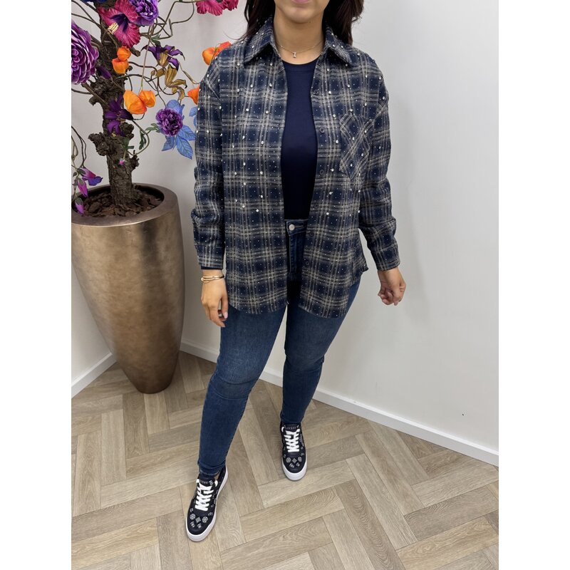 Blouse ruit diamonds EN126 Navy