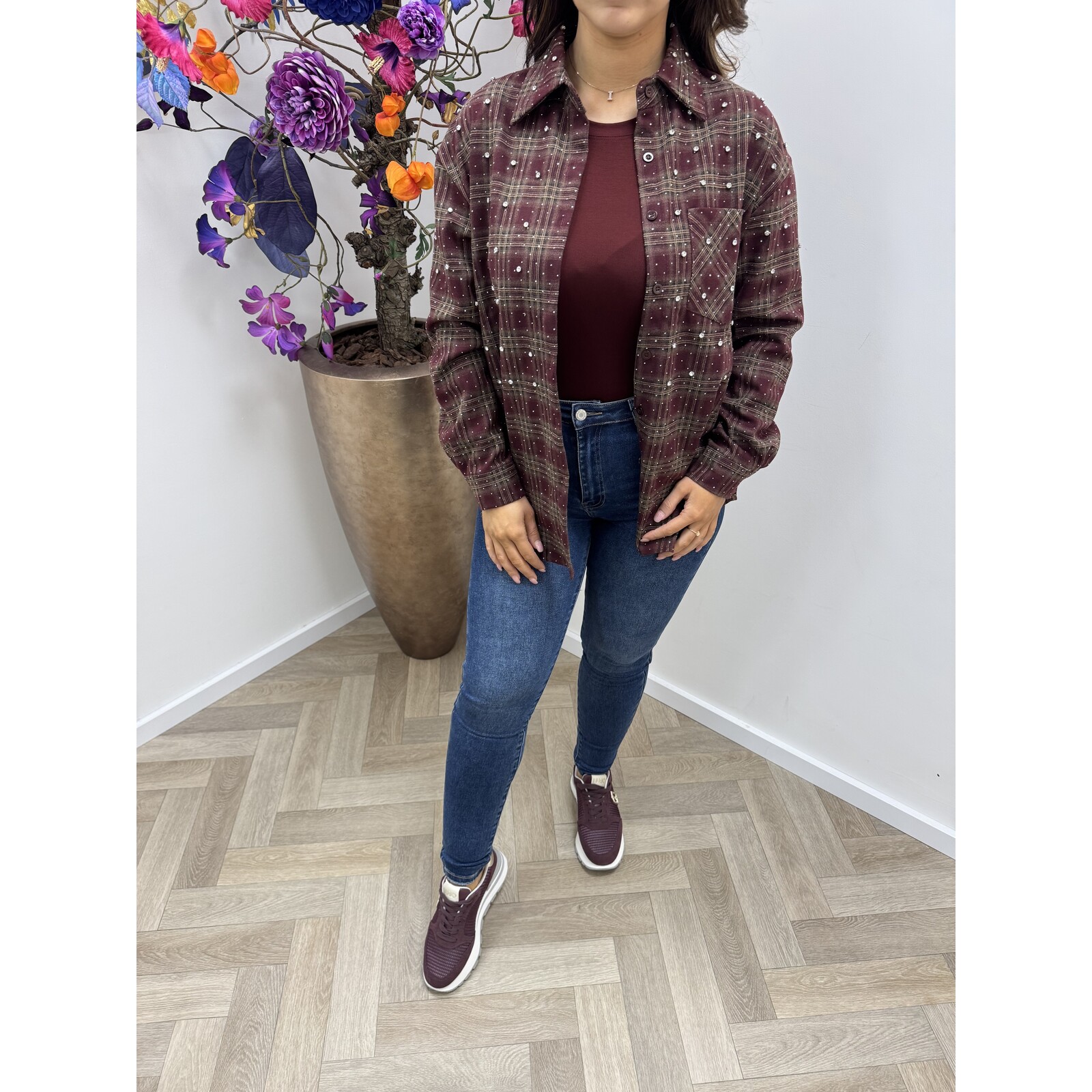 Blouse ruit diamonds EN126 Bordeaux