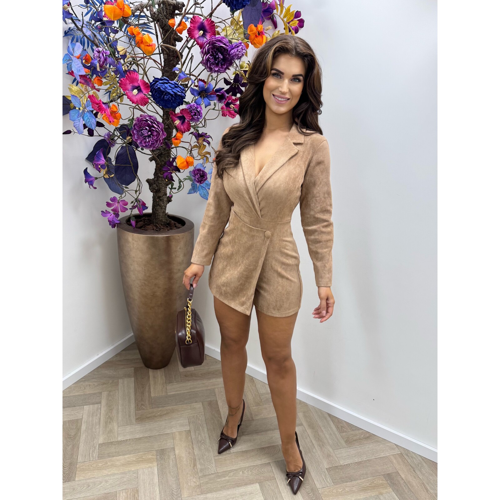 Jumpsuit suede Lizzy Camel