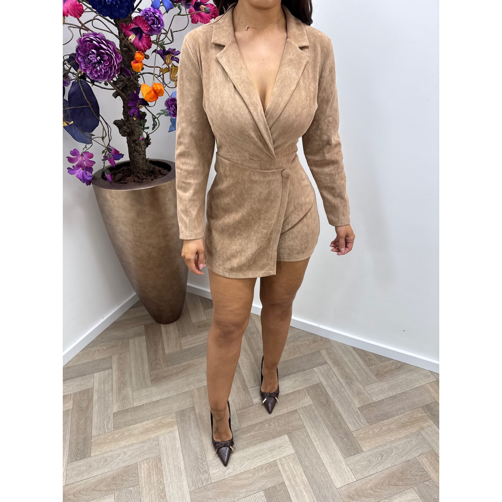 Jumpsuit suede Lizzy Camel