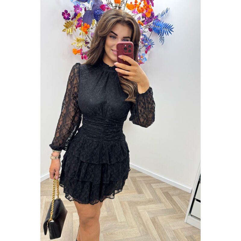 Dress ruffle lace CY5252 Black