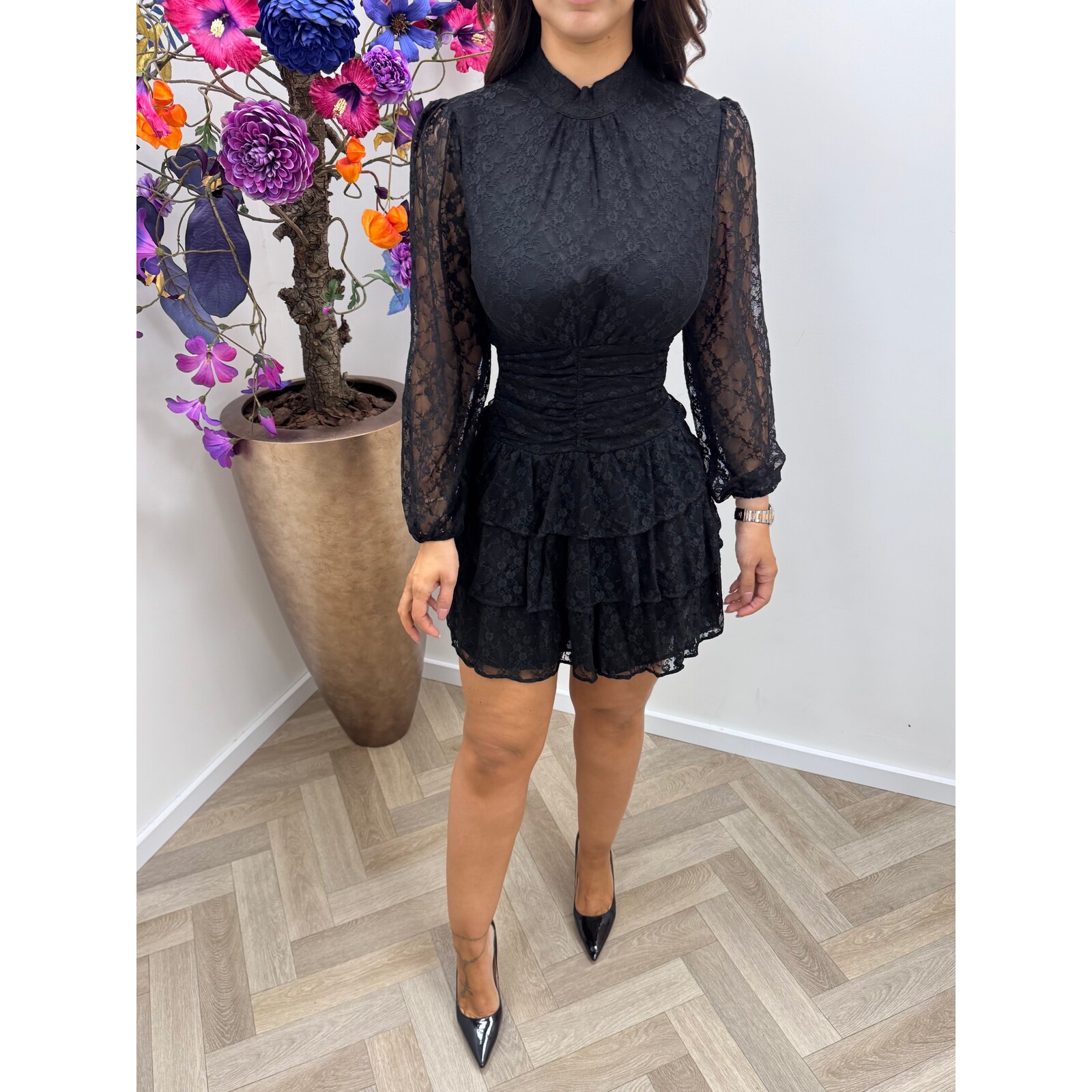 Dress ruffle lace CY5252 Black