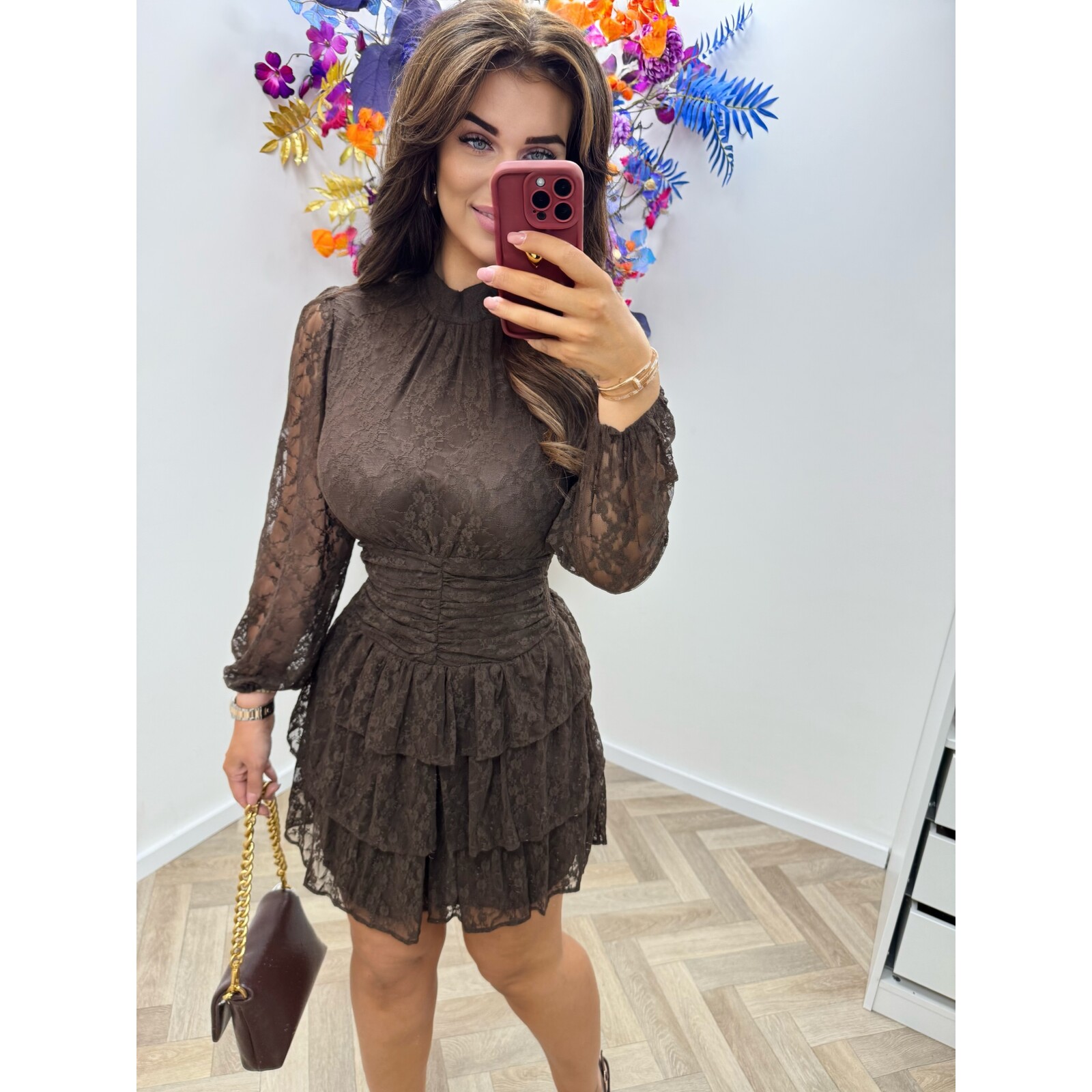 Dress ruffle lace CY5252 Choco