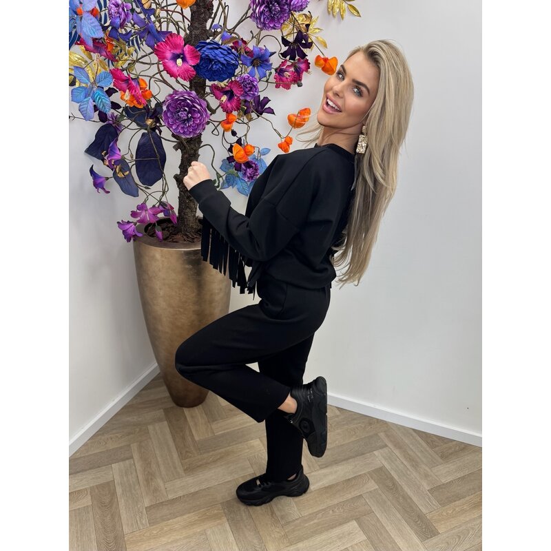 2 delig franje pak black