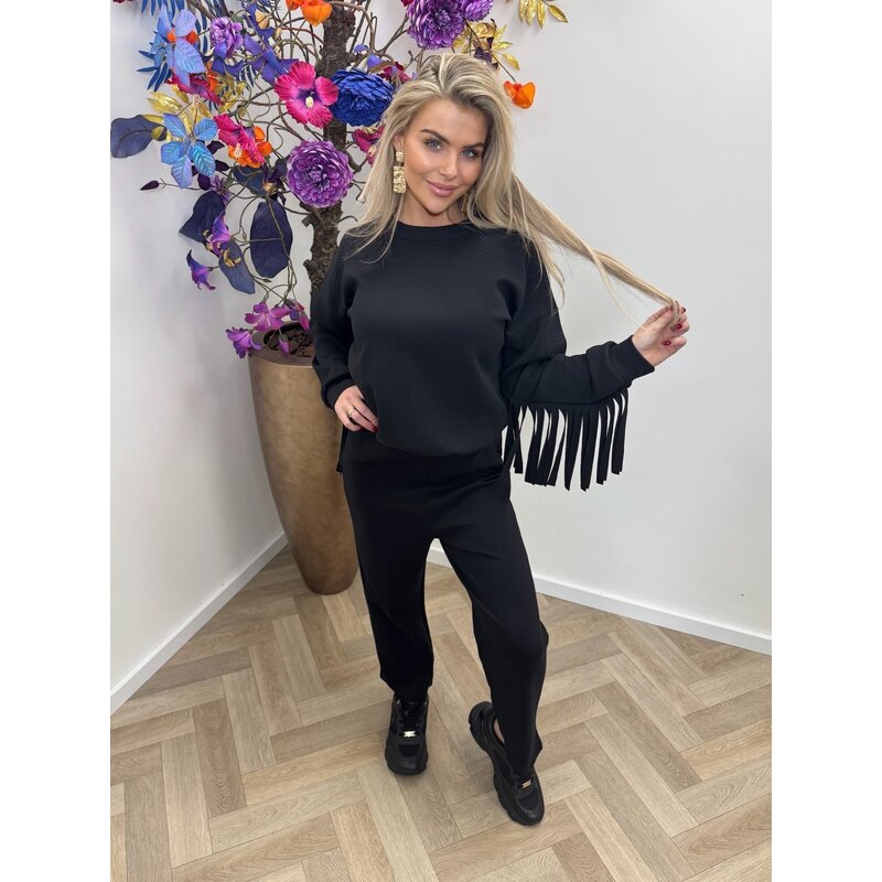 2 delig franje pak black