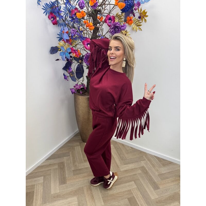 2 delig franje pak bordeaux