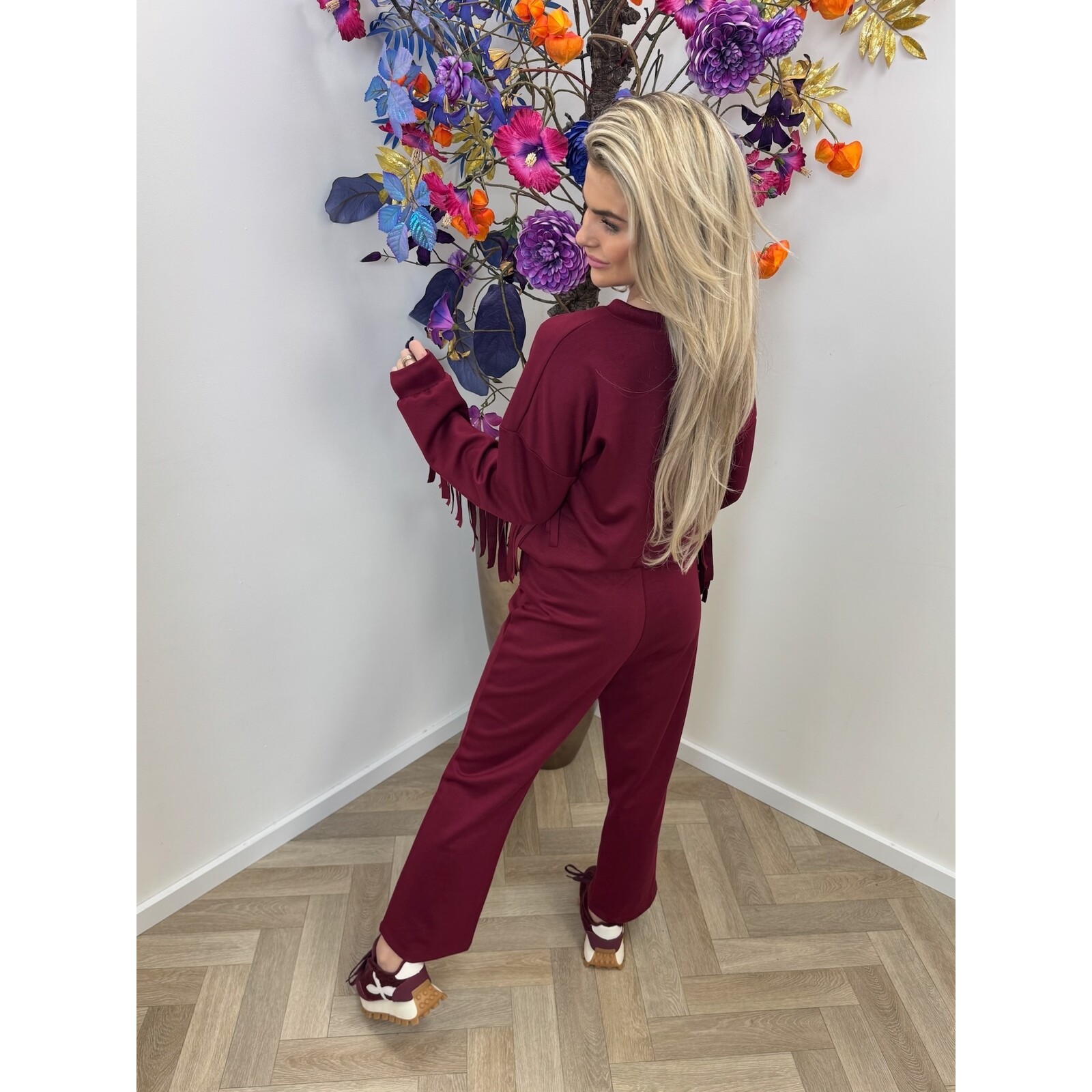 2 delig franje pak bordeaux