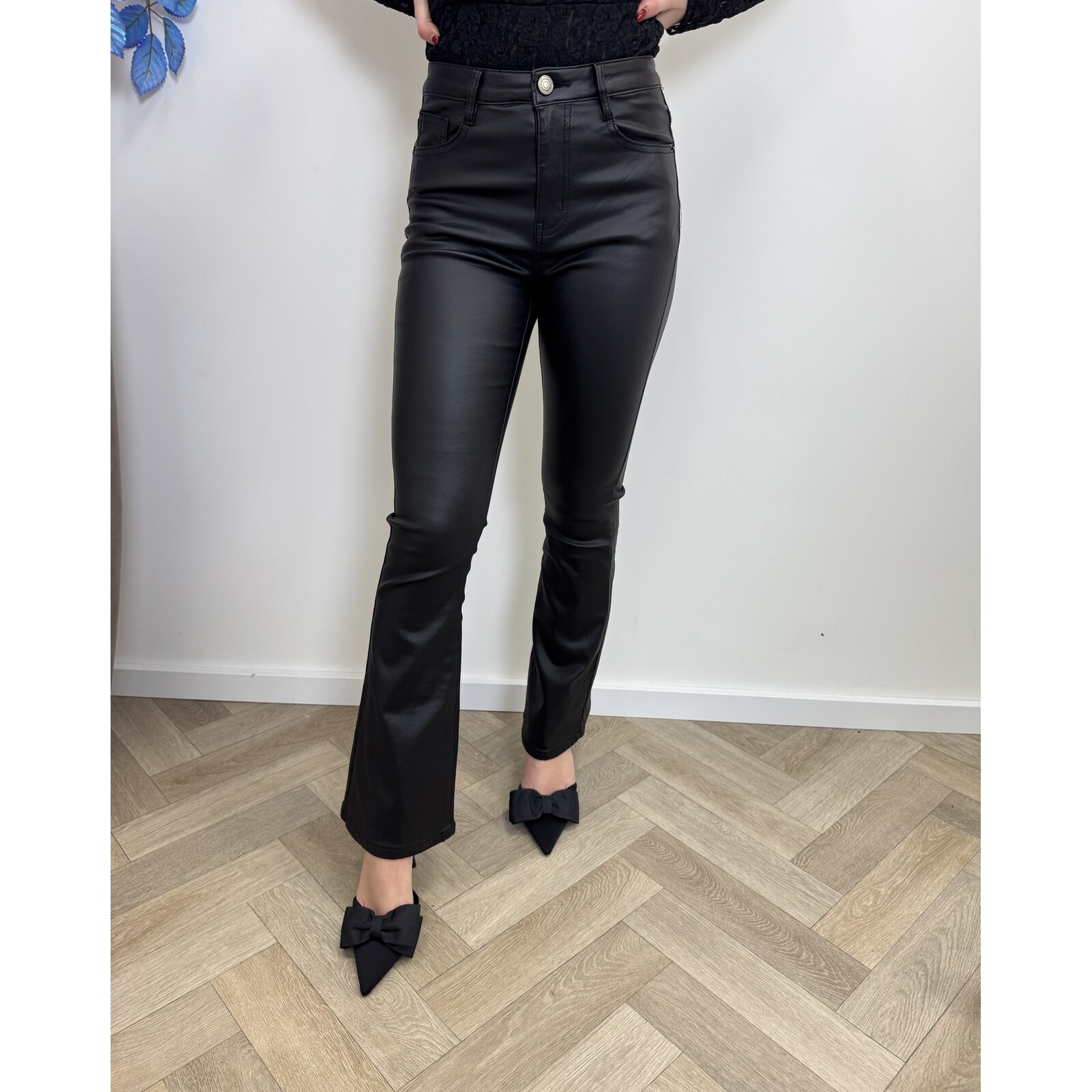 flair jeans leder folyrose black