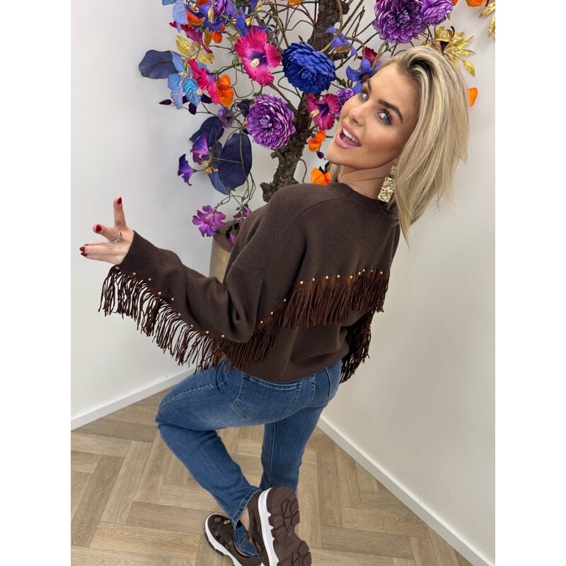 sweater franje u-6548 choco