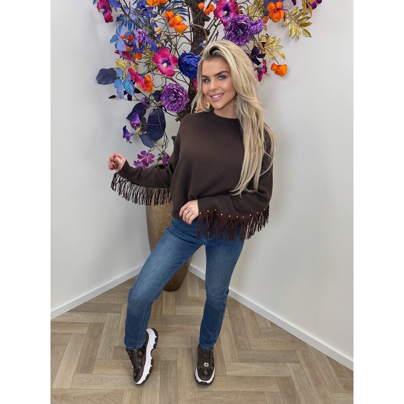 sweater franje u-6548 choco