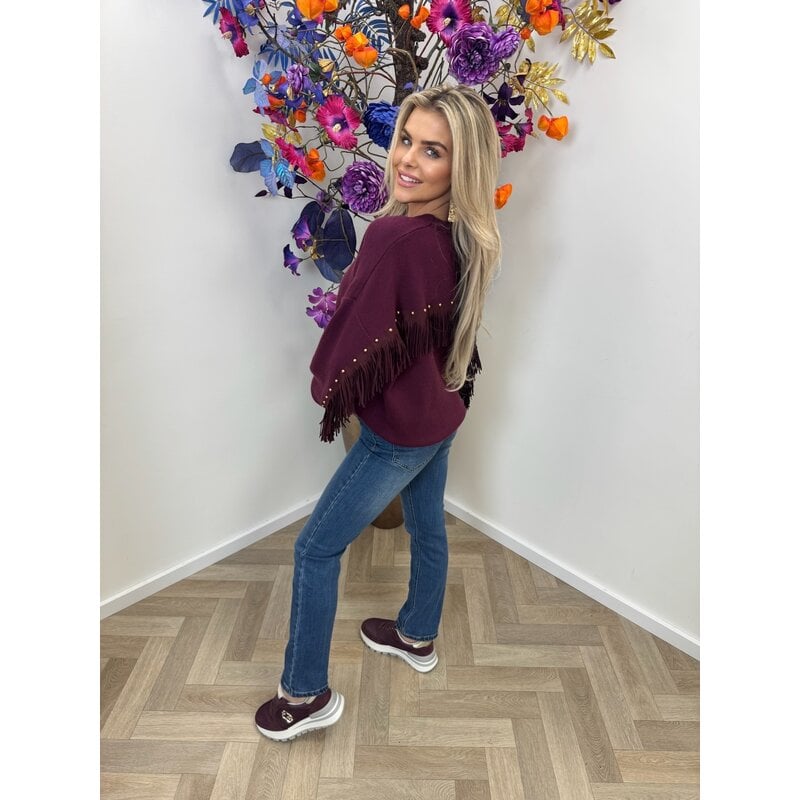 sweater franje u-6548 bordeaux