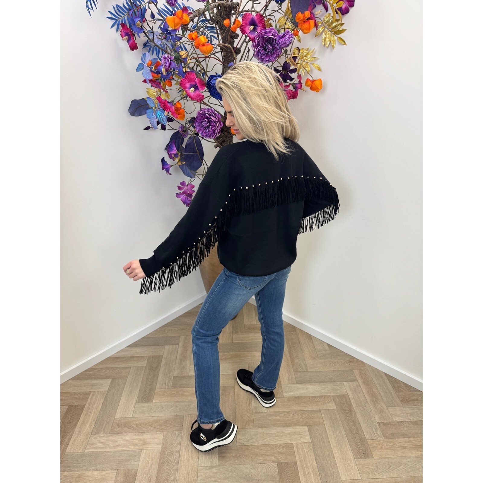 sweater franje u-6548 black