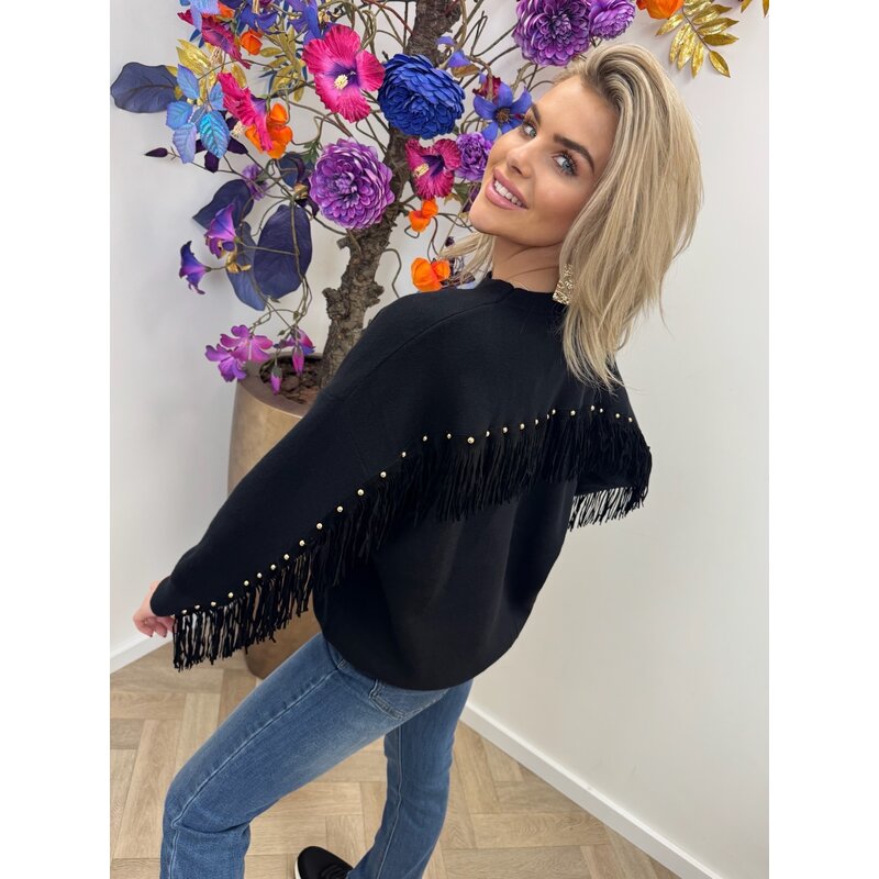 sweater franje u-6548 black