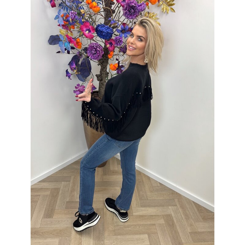 sweater franje u-6548 black