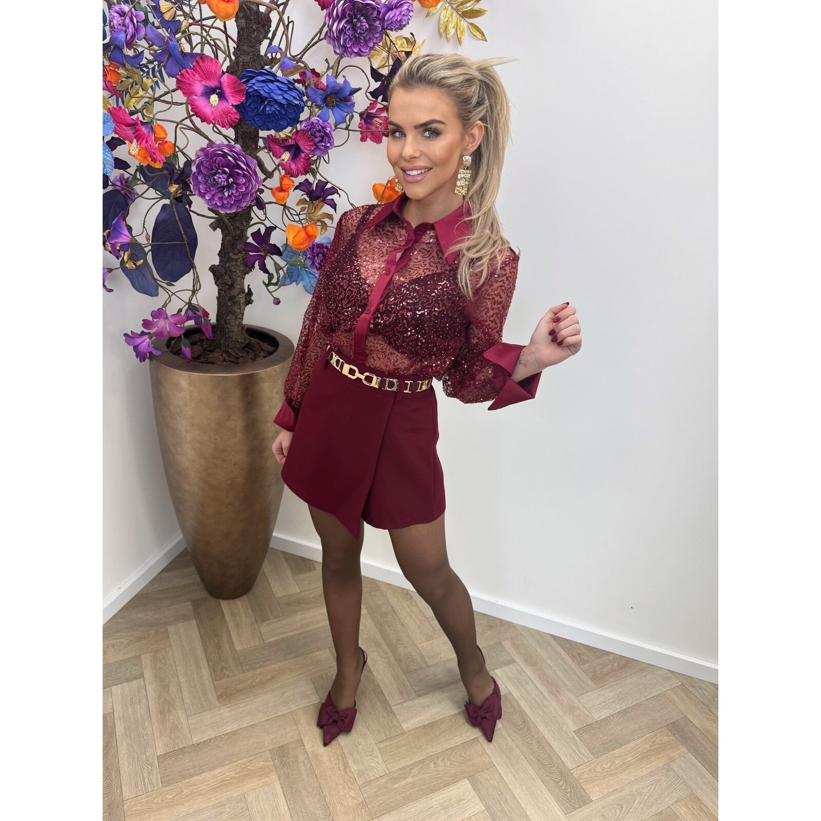 blouse stella glam yz26028 bordeaux