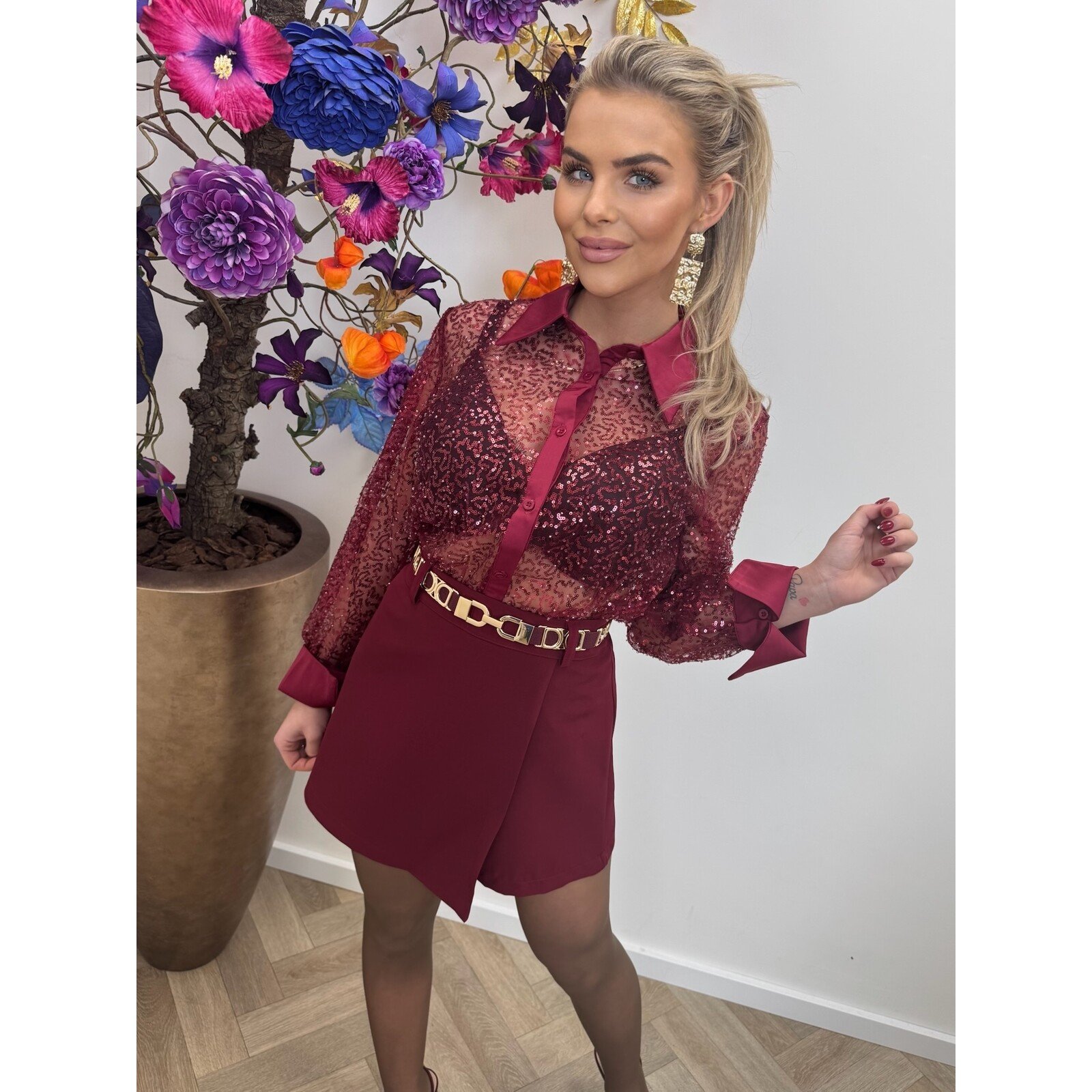 blouse stella glam yz26028 bordeaux