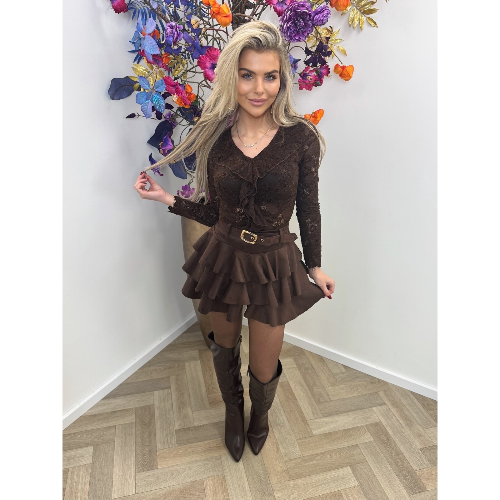 Body ruffle lace 0538  choco