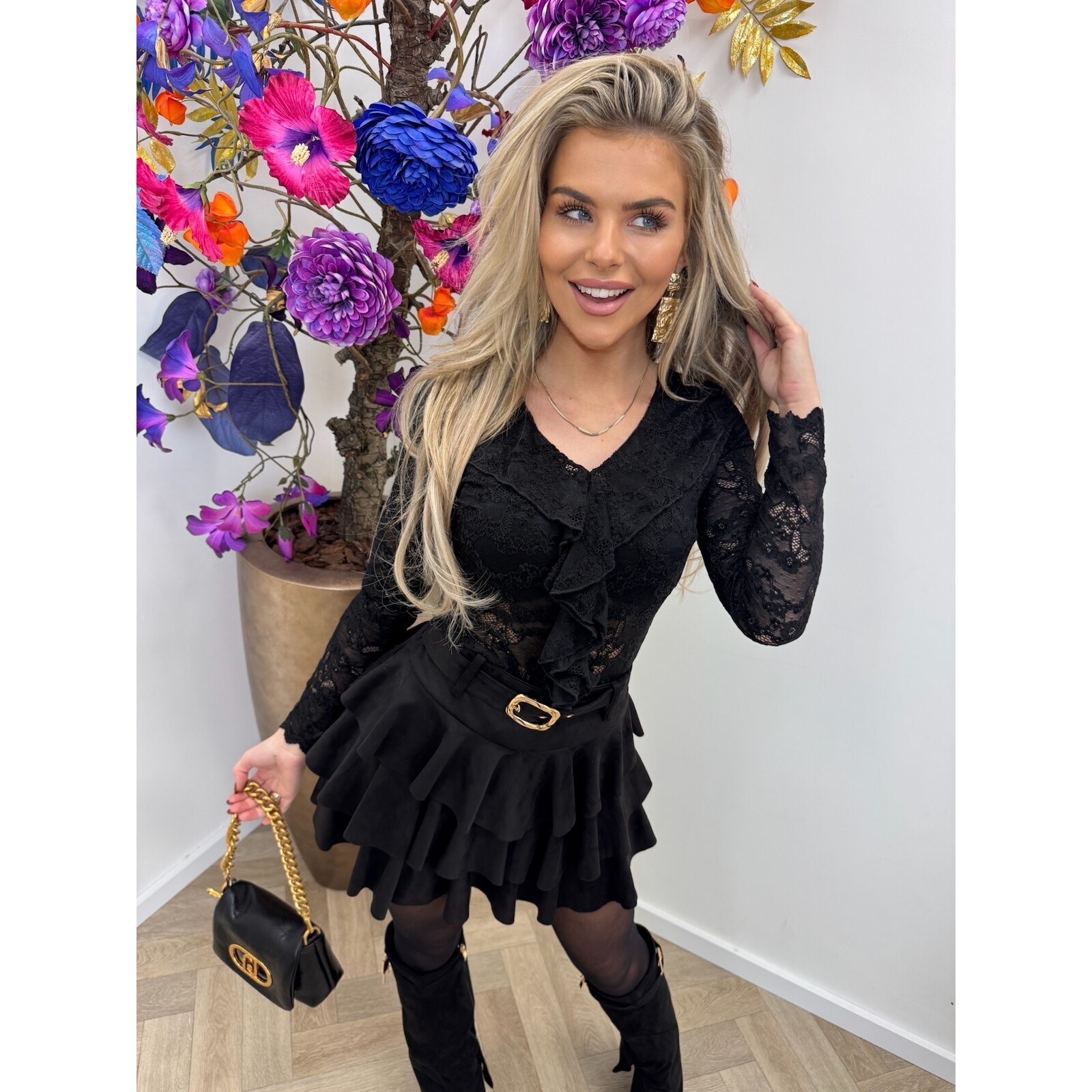 Body ruffle lace 0538 black