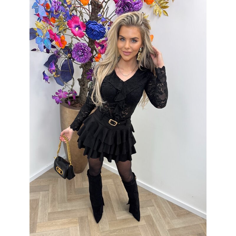 Body ruffle lace 0538 black