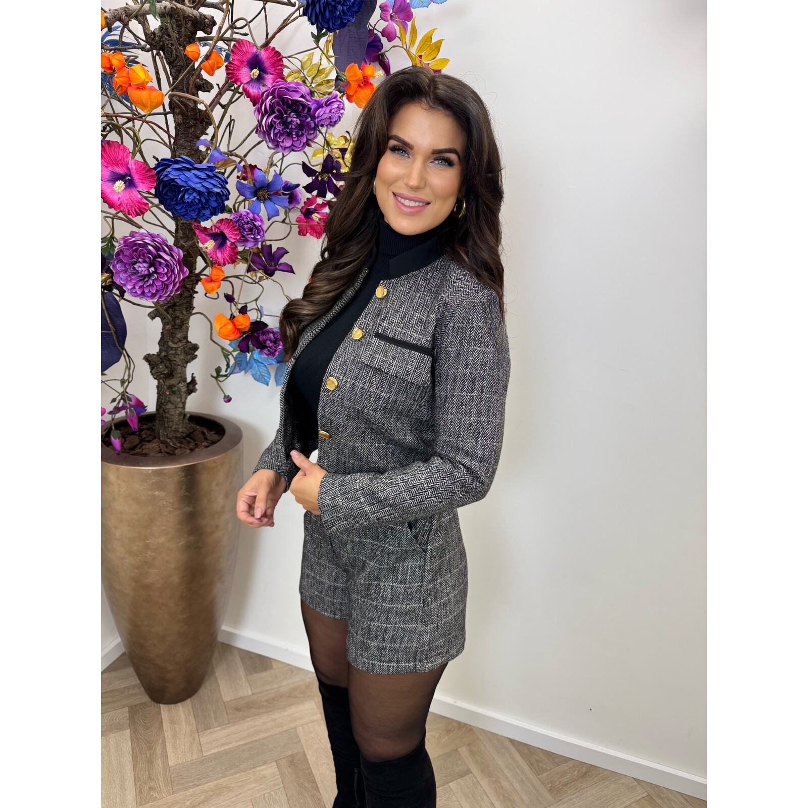 Tweed Blazer Donna Black 3233