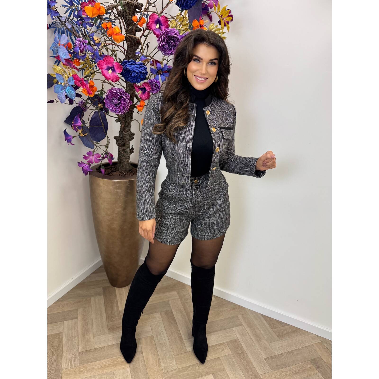 Tweed Blazer Donna Black 3233