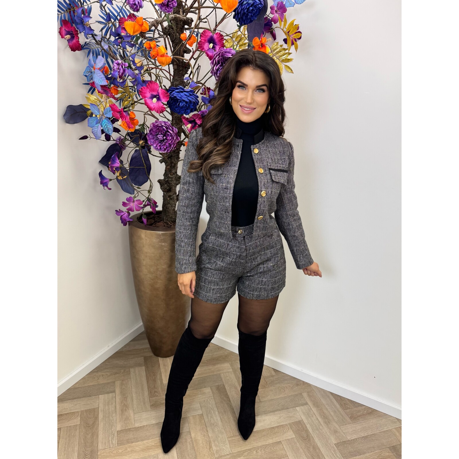 Tweed Blazer Donna Black 3233