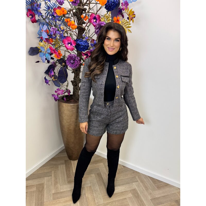 Tweed Blazer Donna Black 3233