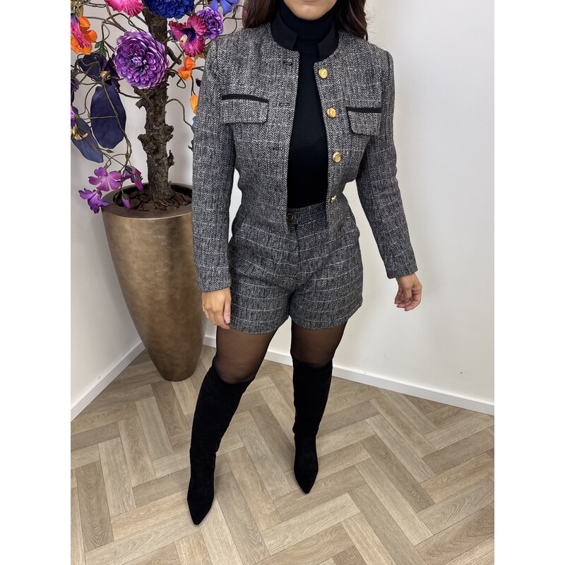 Tweed Blazer Donna Black 3233