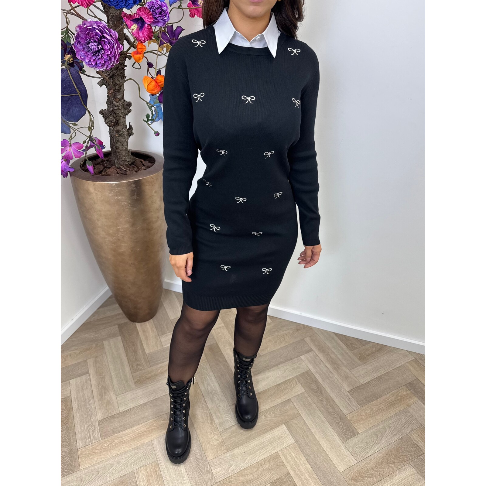 Dress strikjes black 2623