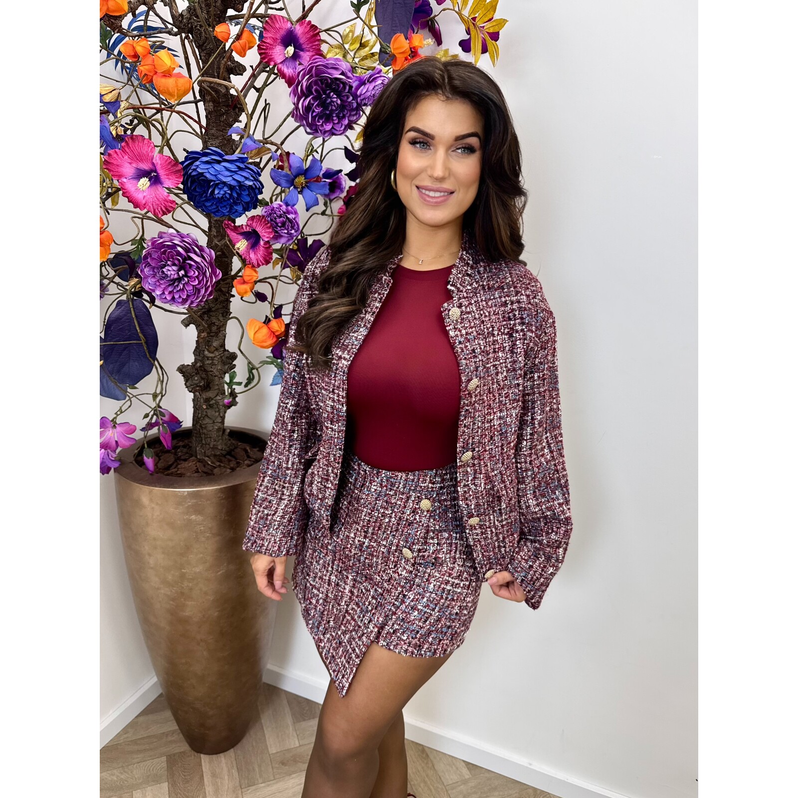 Tweed Bomber Nikay Bordeaux 3760