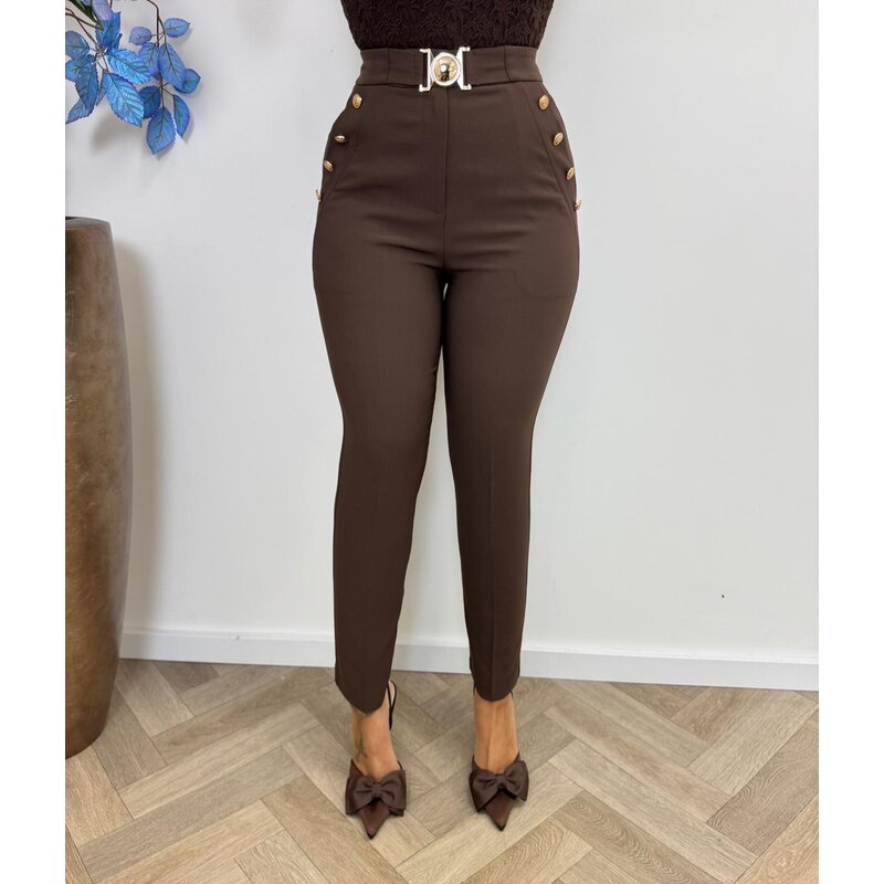 Pants Gold Button Lily P933 Choco