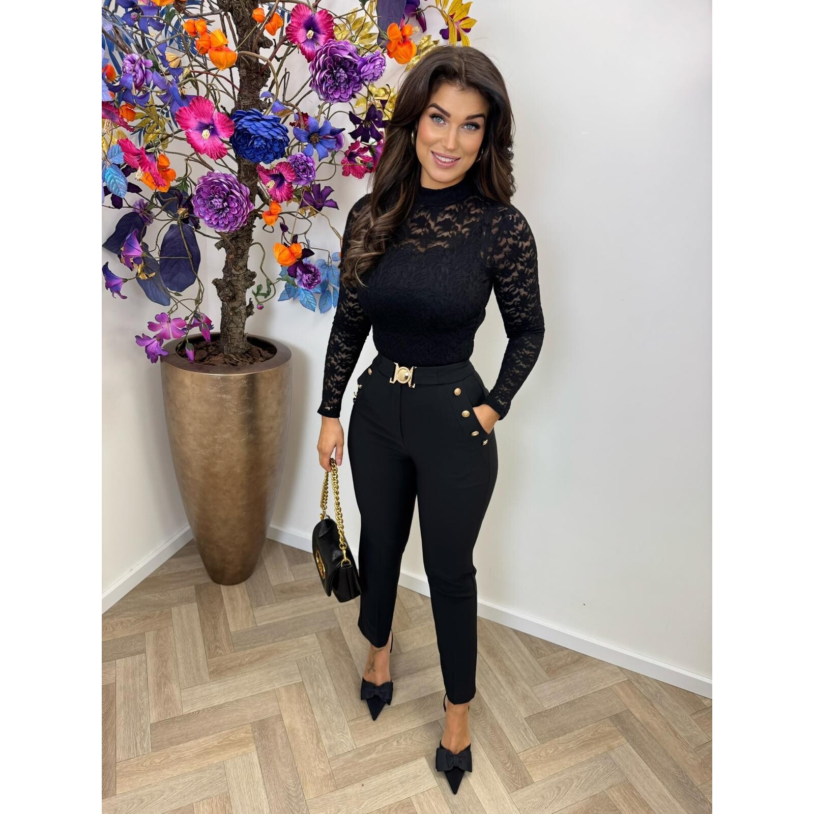 Top by swan Lily lace HS9883 Black