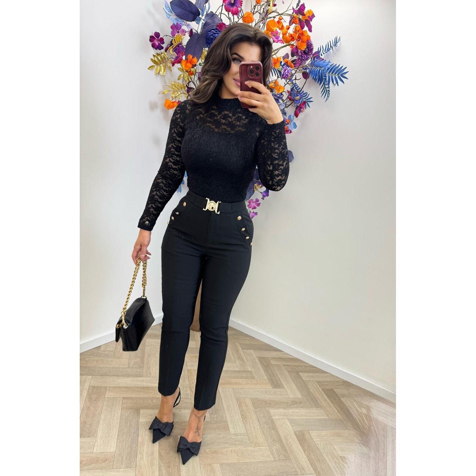 Top by swan Lily lace HS9883 Black