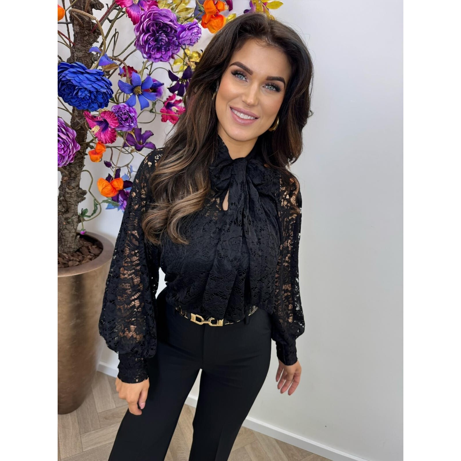 Blouse Lace strik Black