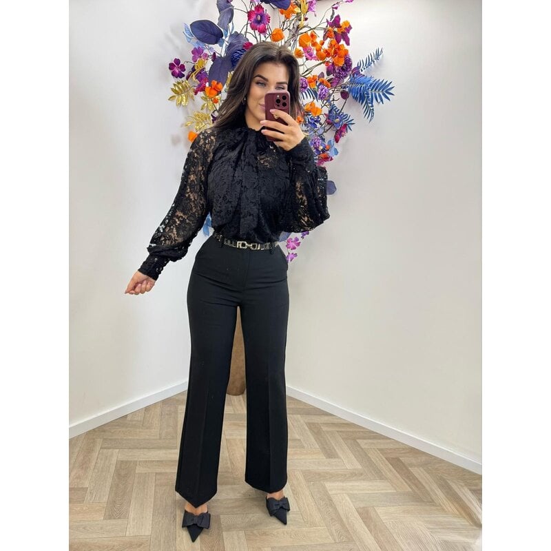 Blouse Lace strik Black