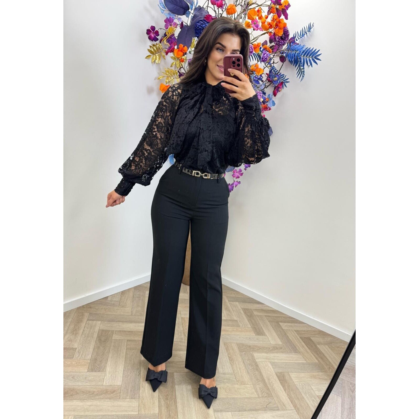 Blouse Lace strik Black