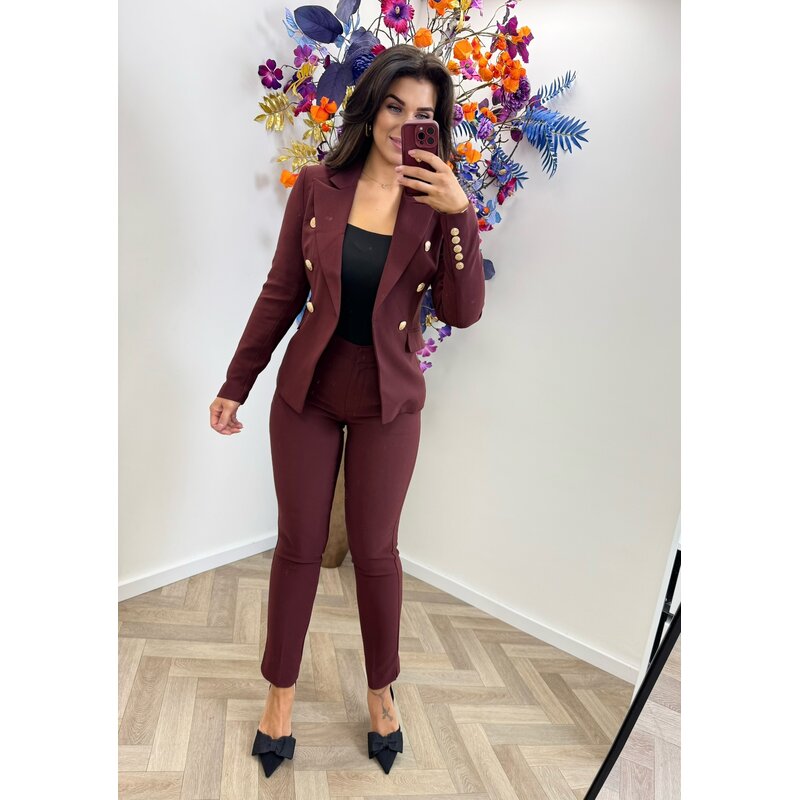 Luxe Blazer Button Bordeaux