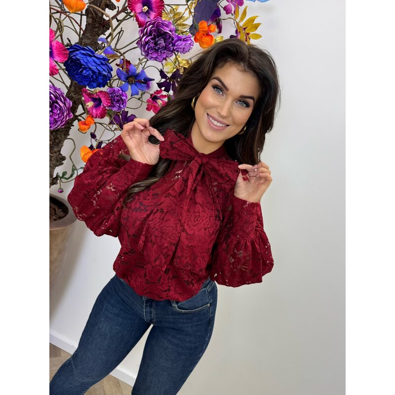 Blouse Lace strik Red