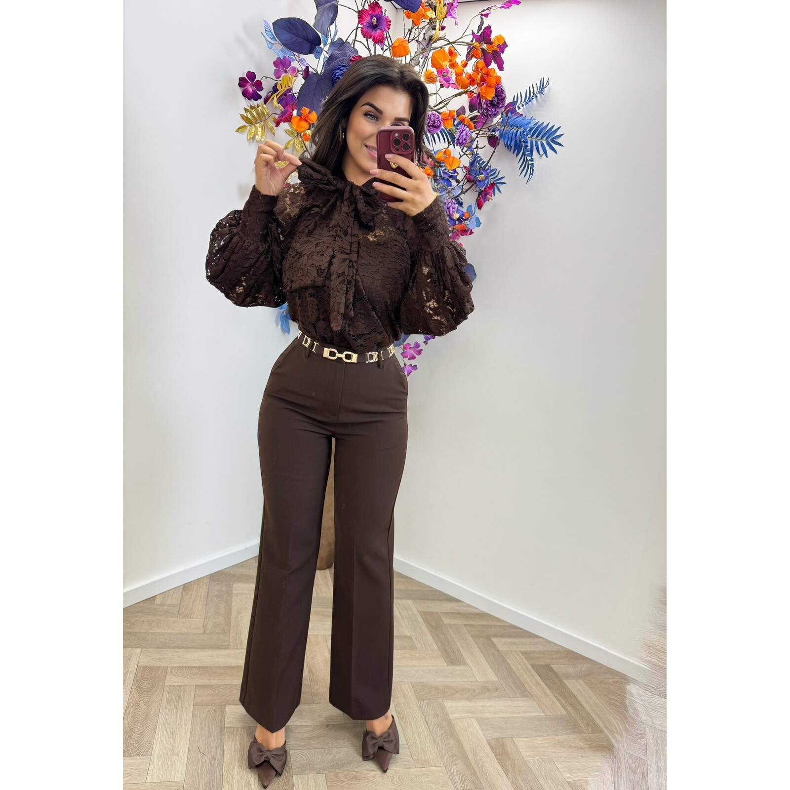 Blouse Lace strik Choco