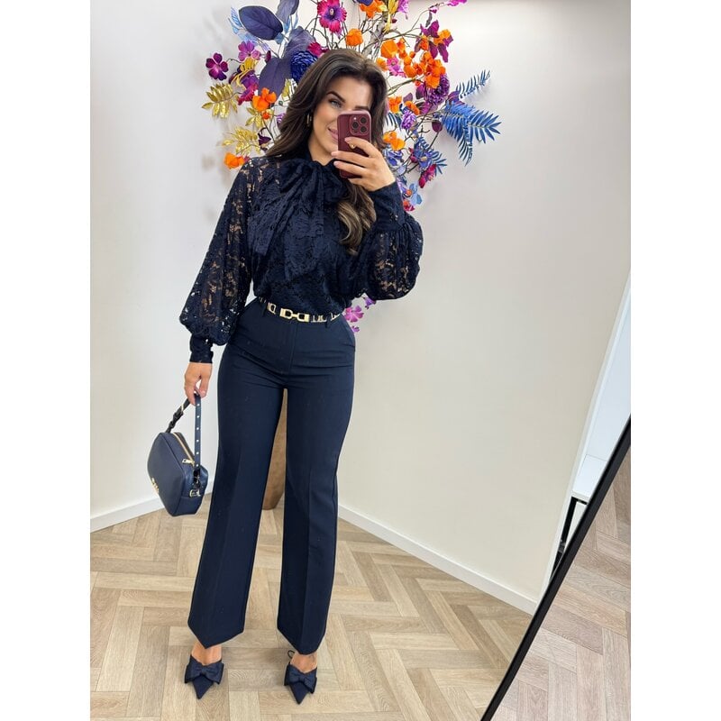 Blouse Lace strik Navy
